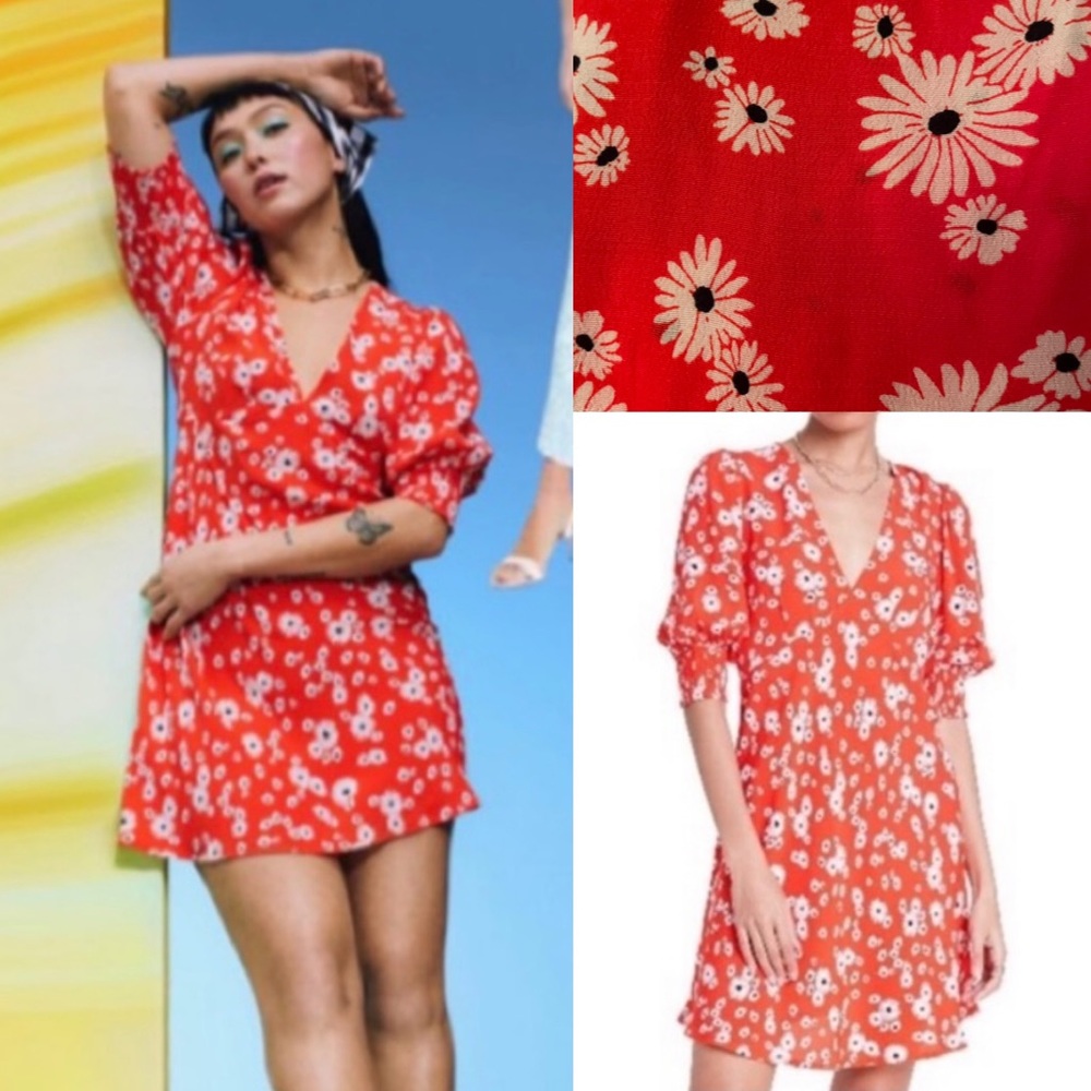 Rixo Daisy Red Short Swing Dress  size 2 4 or 10 target collab néw